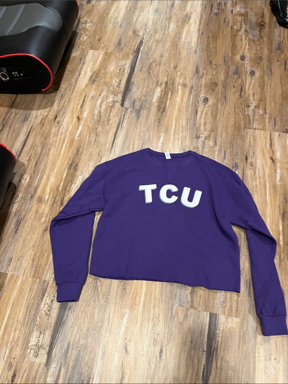 Purple TCU Cropped Long Sleeve Sweatshirt